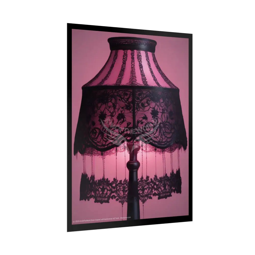 French Lampshade & Stiletto Lace Heel Nightshade Fuchsia Pink & Black Design Poster