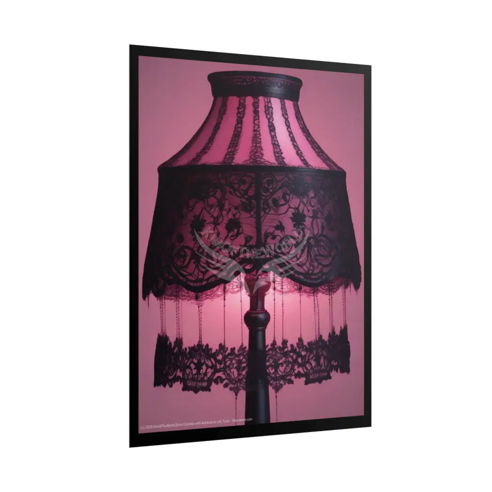 French Lampshade & Stiletto Lace Heel Nightshade Fuchsia Pink & Black Design Poster