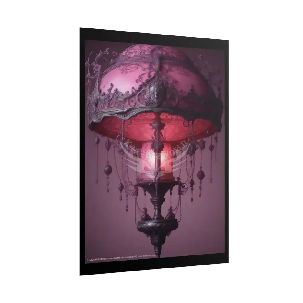 French Lampshade & Stiletto Lace Heel Nightshade Fuchsia Pink & Black Design Poster