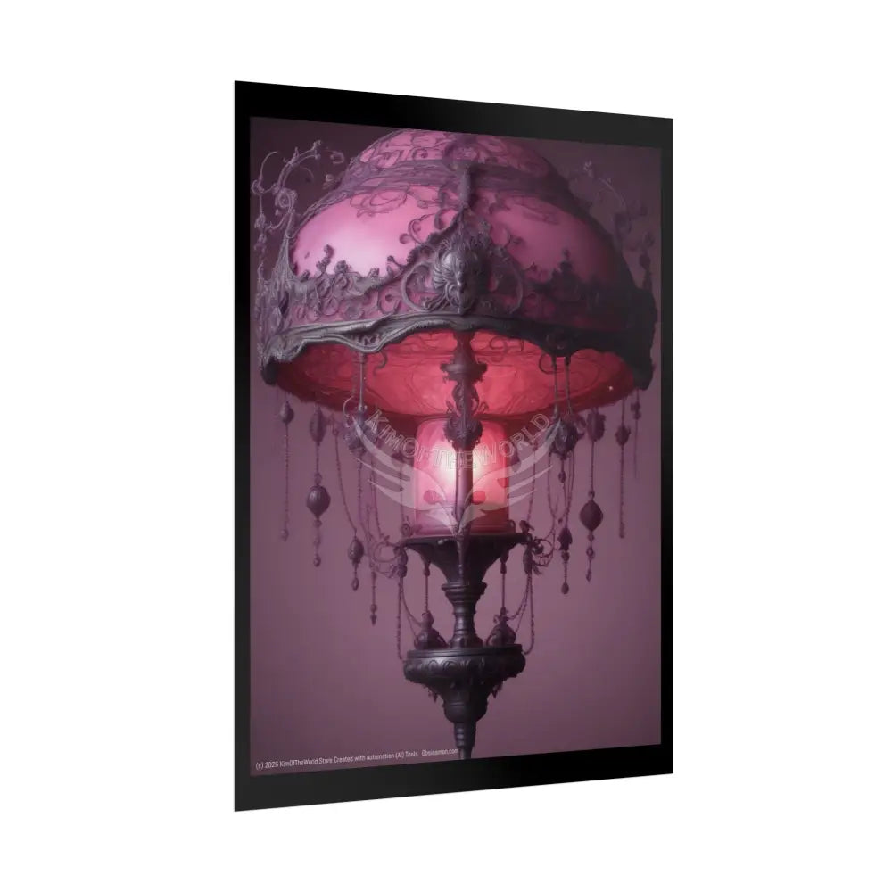 French Lampshade & Stiletto Lace Heel Nightshade Fuchsia Pink & Black Design Poster