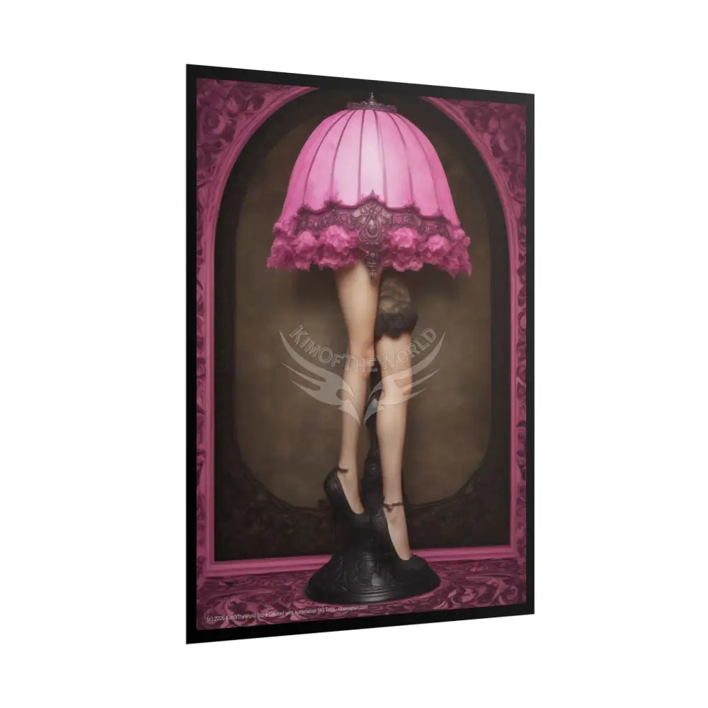 French Lampshade & Stiletto Lace Heel Weird Legs Nightshade Pink & Black Lace Design Poster