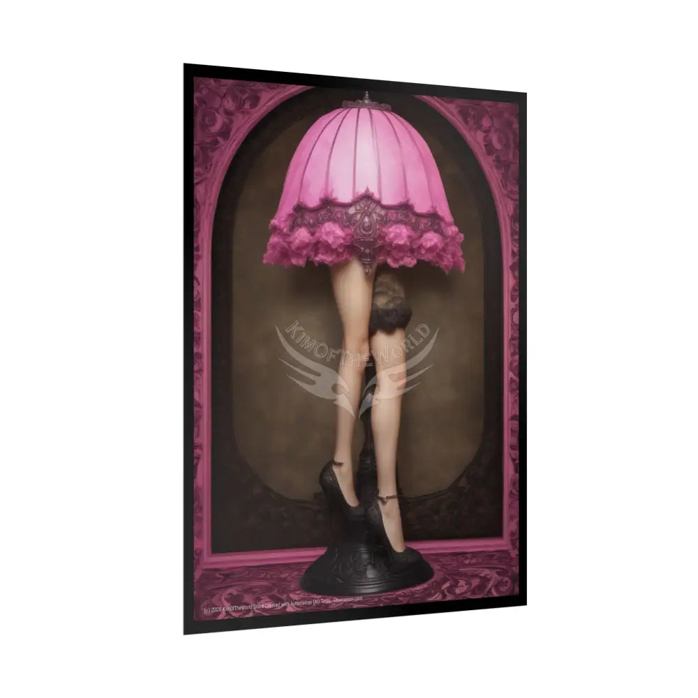 French Lampshade & Stiletto Lace Heel Weird Legs Nightshade Pink & Black Lace Design Poster
