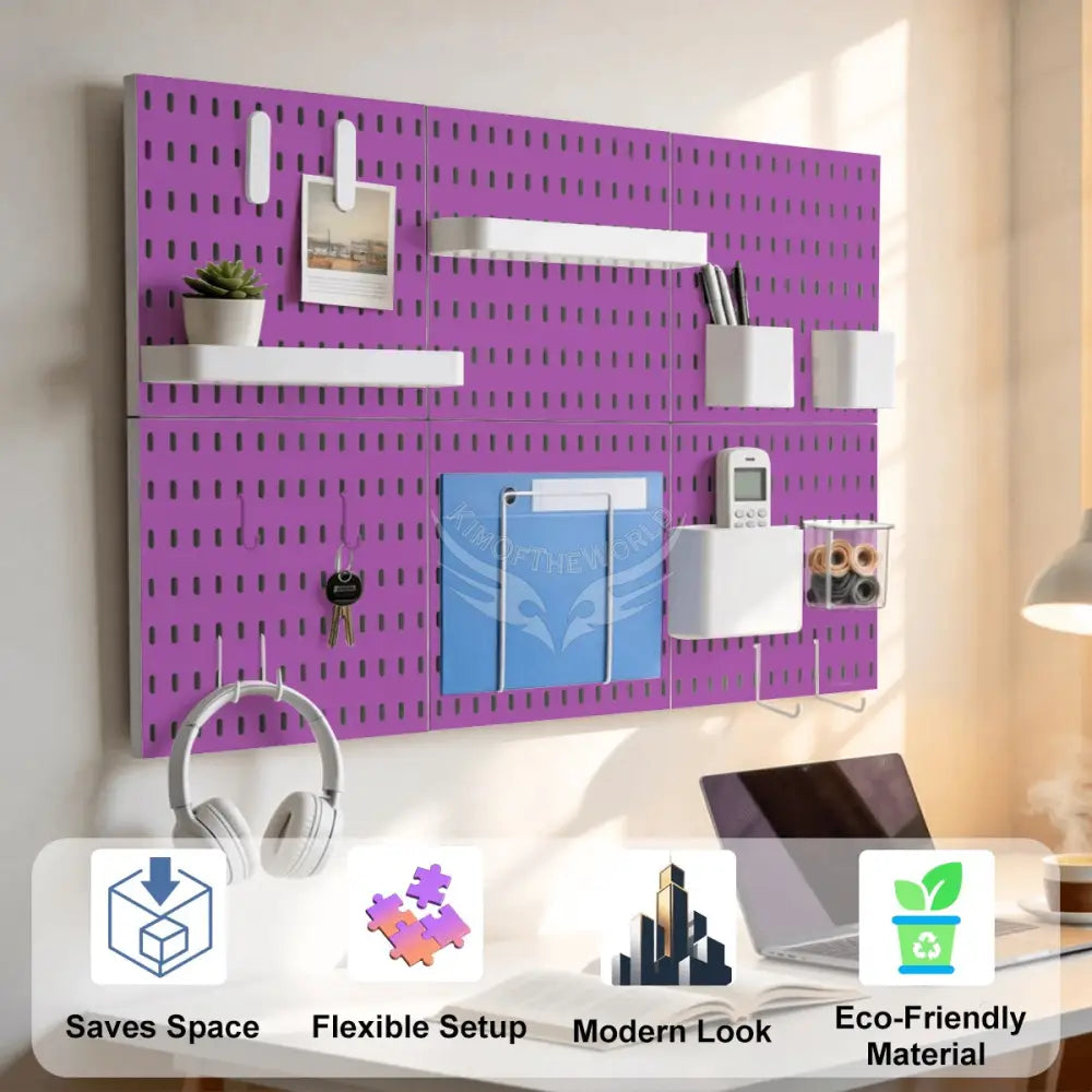 Fuchsia Pegboard Tool and Craft Organizer Peg 6 PCS Pegboard Kit 11’’x11’’x6pcs Home Accessories