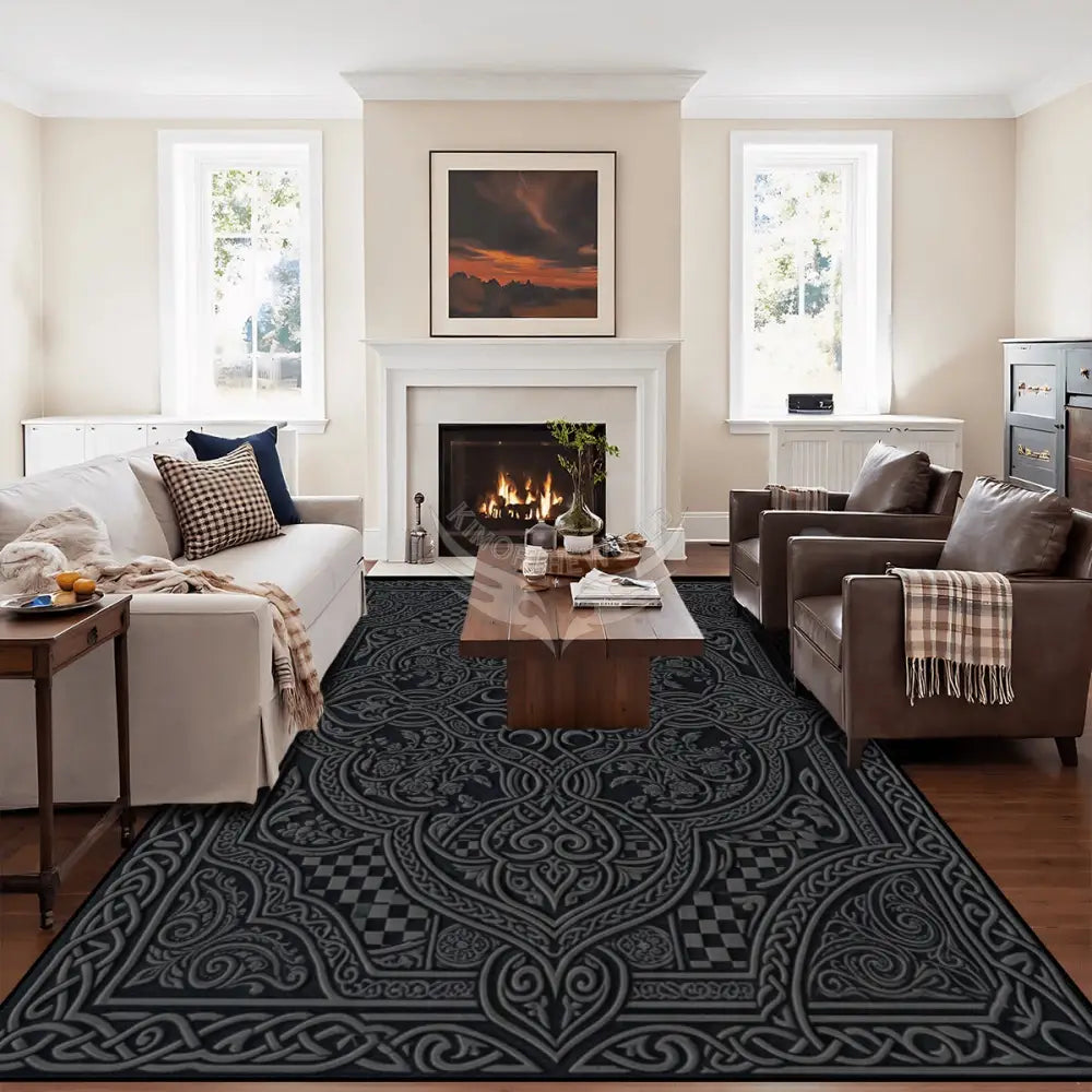 Full Metal Celtic Design 10 ft x 8 ft Large Area Rug Floor Carpet 120’’x96’’ Rugs & Mats