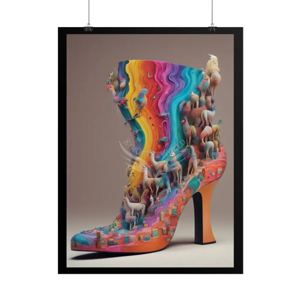 Funky 3D Llama High Heel Shoe - Clean Fetish Boot Feet Shoe High Heel Art Print Poster Poster