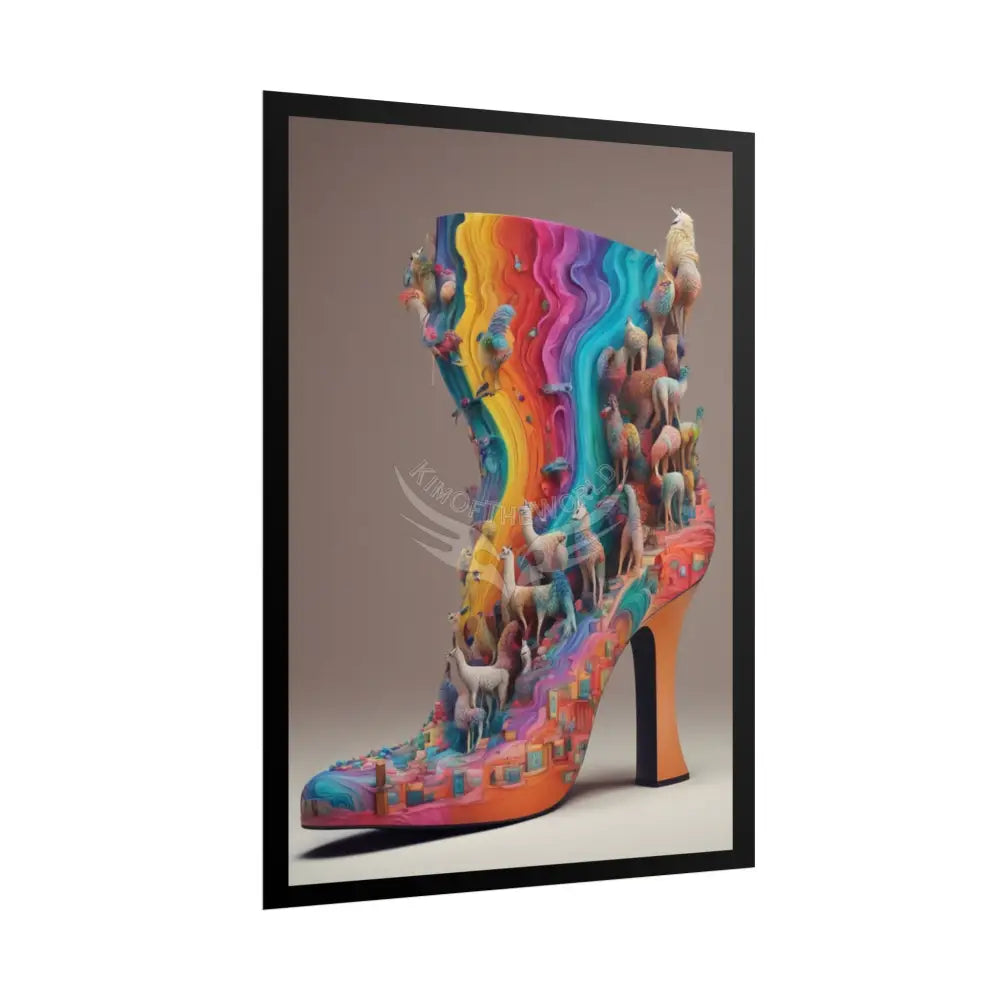 Funky 3D Llama High Heel Shoe - Clean Fetish Boot Feet Shoe High Heel Art Print Poster Poster