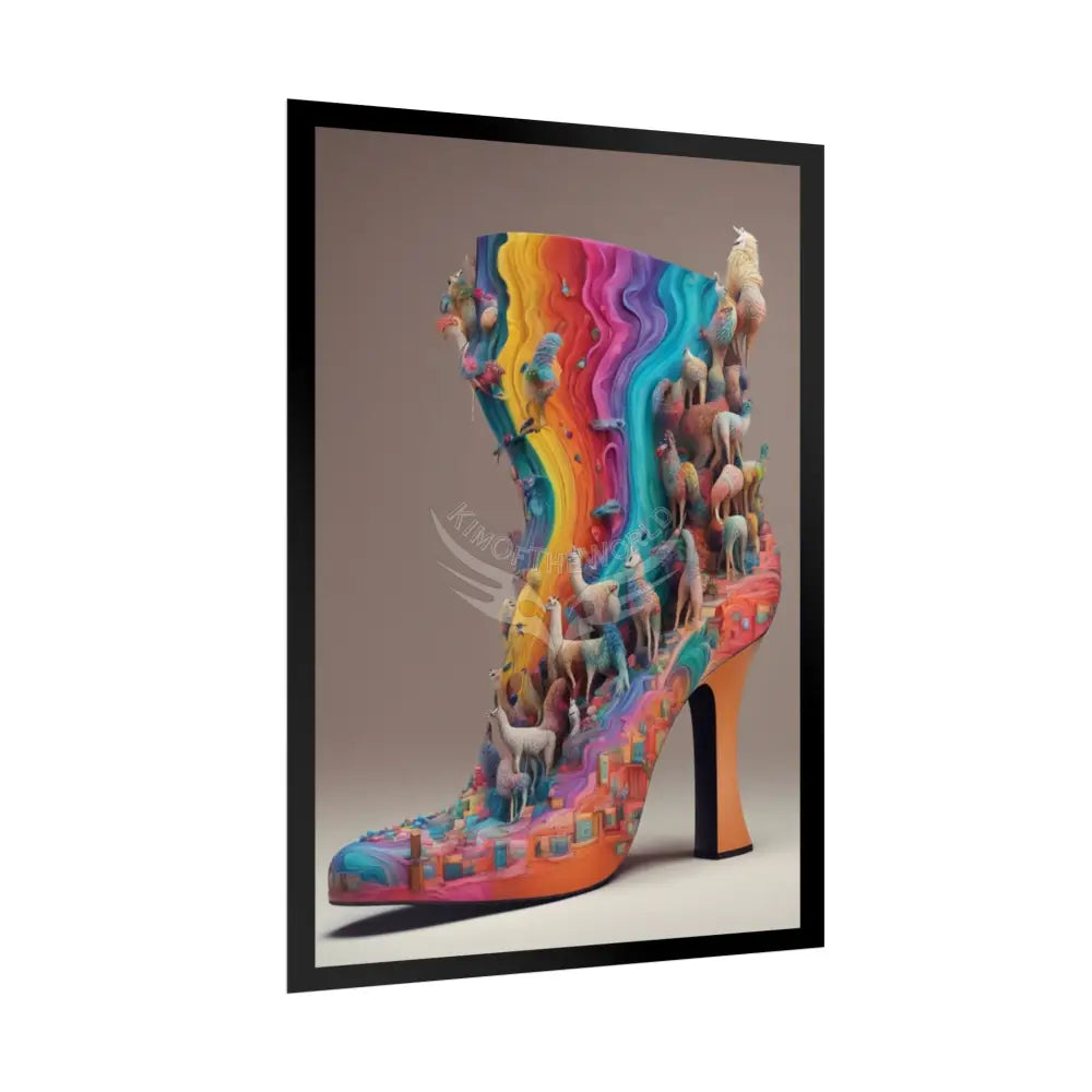 Funky 3D Llama High Heel Shoe - Clean Fetish Boot Feet Shoe High Heel Art Print Poster Poster