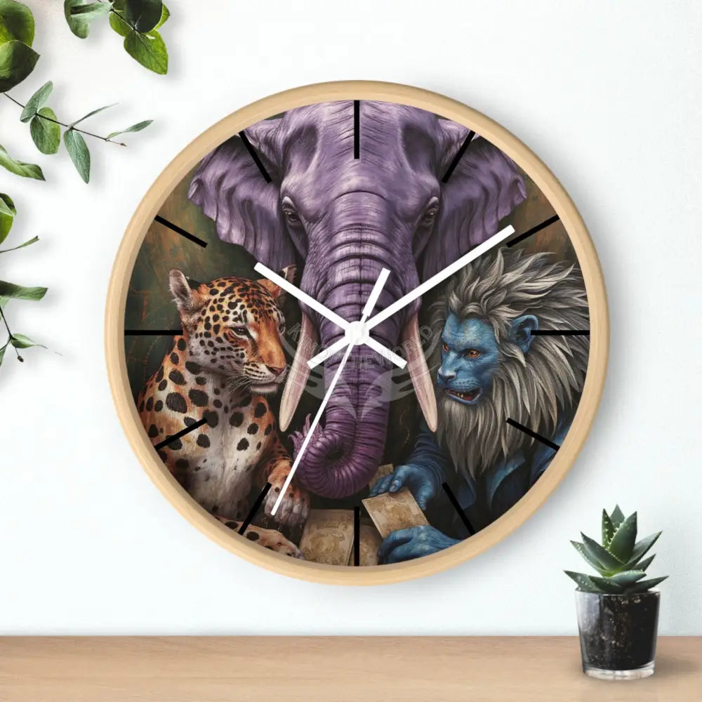 Funky Animal Poker Wall Clock — Colorful Creature Game Night Decor Home Decor