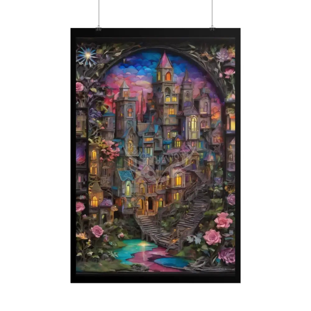 Funky Architectural Colorful Cityscape 3D Floral Village Posters — Building Fronts Poster