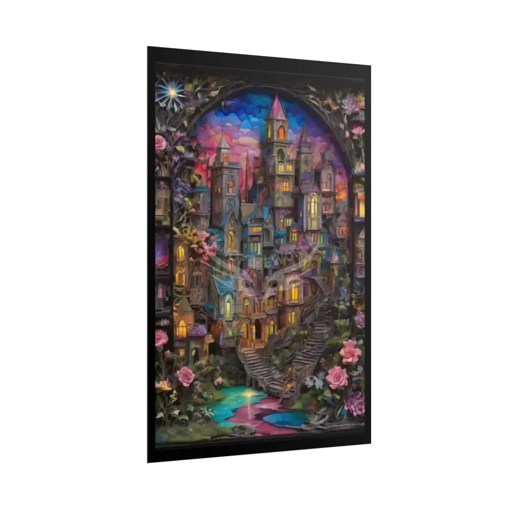 Funky Architectural Colorful Cityscape 3D Floral Village Posters — Building Fronts Poster