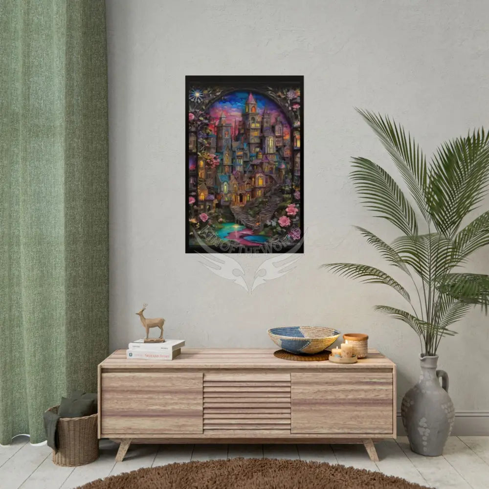 Funky Architectural Colorful Cityscape 3D Floral Village Posters — Building Fronts Poster
