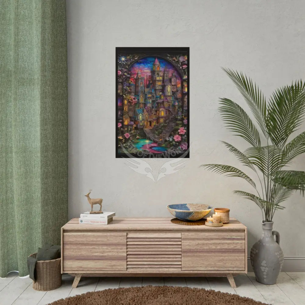 Funky Architectural Colorful Cityscape 3D Floral Village Posters — Building Fronts Poster