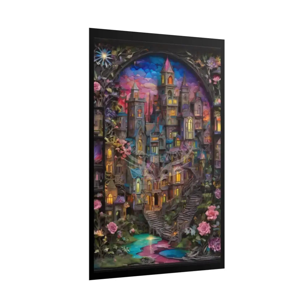 Funky Architectural Colorful Cityscape 3D Floral Village Posters — Building Fronts Poster