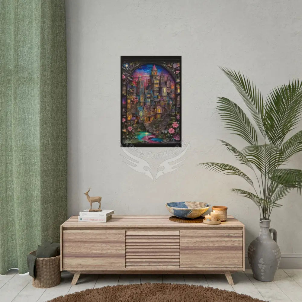 Funky Architectural Colorful Cityscape 3D Floral Village Posters — Building Fronts Poster