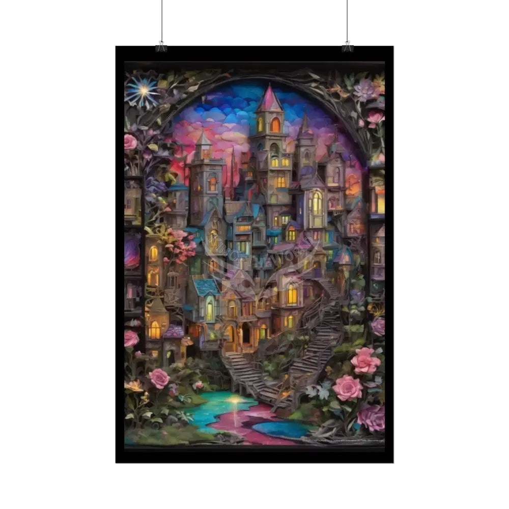 Funky Architectural Colorful Cityscape 3D Floral Village Posters — Building Fronts Poster
