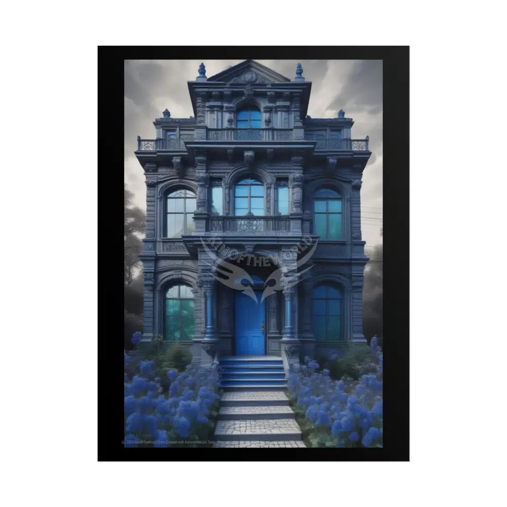 Funky Architecture: Blue Victorian House - Buildings Art Print - Rolled Poster 18″ x 24″ (Vertical) / Matte Poster