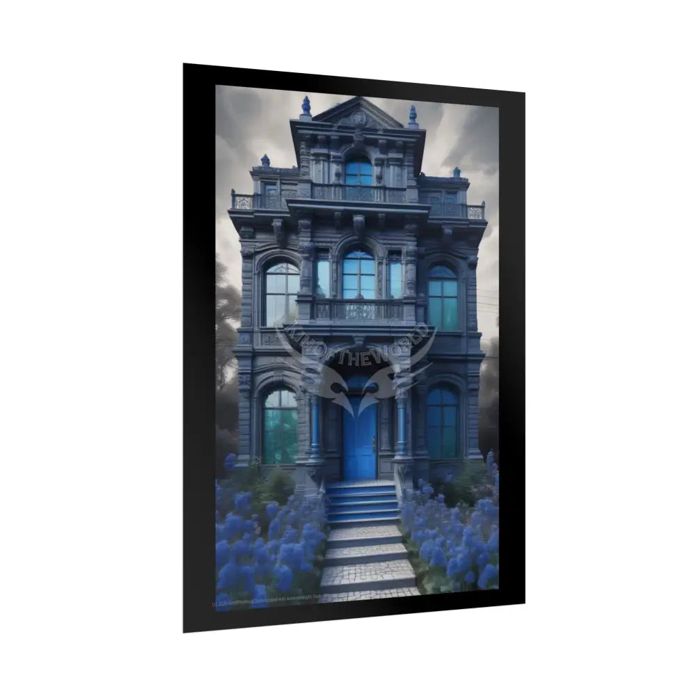 Funky Architecture: Blue Victorian House - Buildings Art Print - Rolled Poster Poster