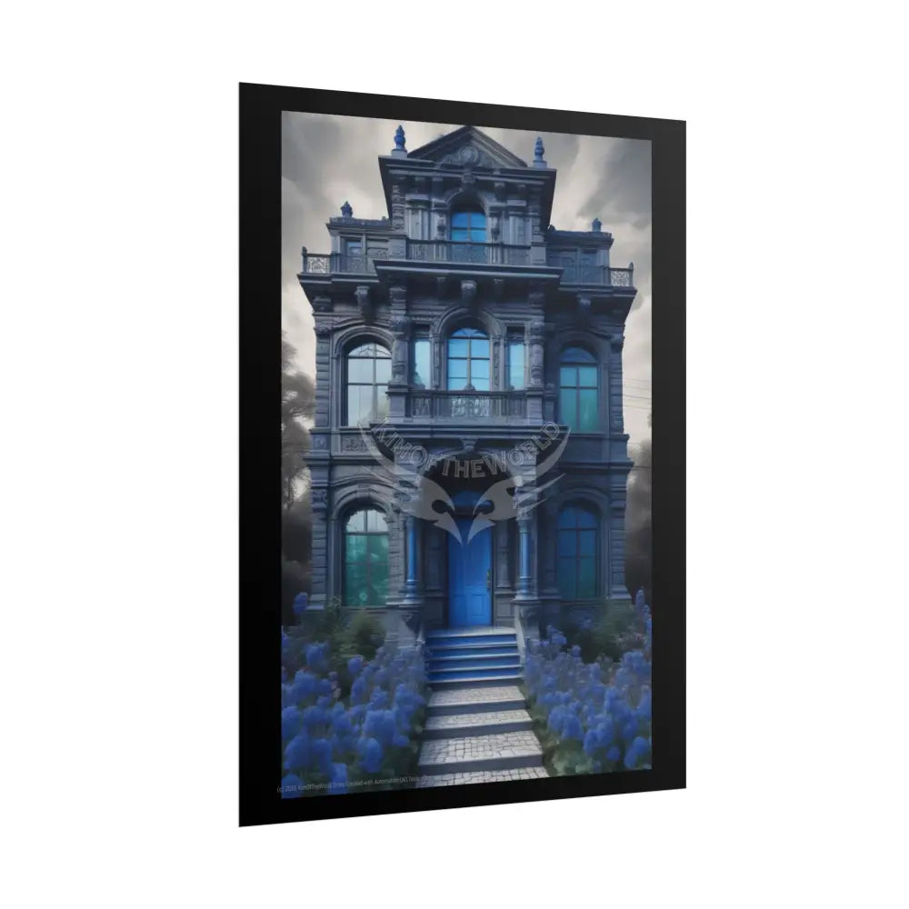 Funky Architecture: Blue Victorian House - Buildings Art Print - Rolled Poster Poster