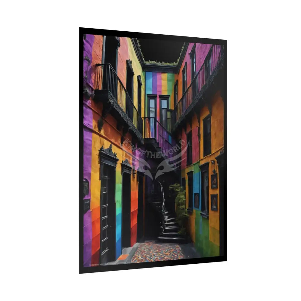 Funky Architecture Building Rainbow Spectrum Painted Rolled Poster Poster