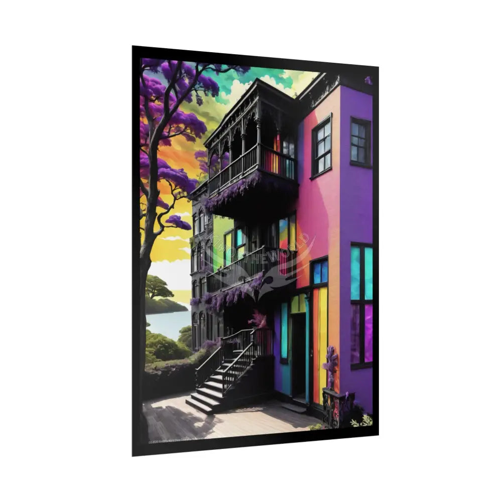 Funky Architecture Building Rainbow Spectrum Painted Rolled Poster Poster