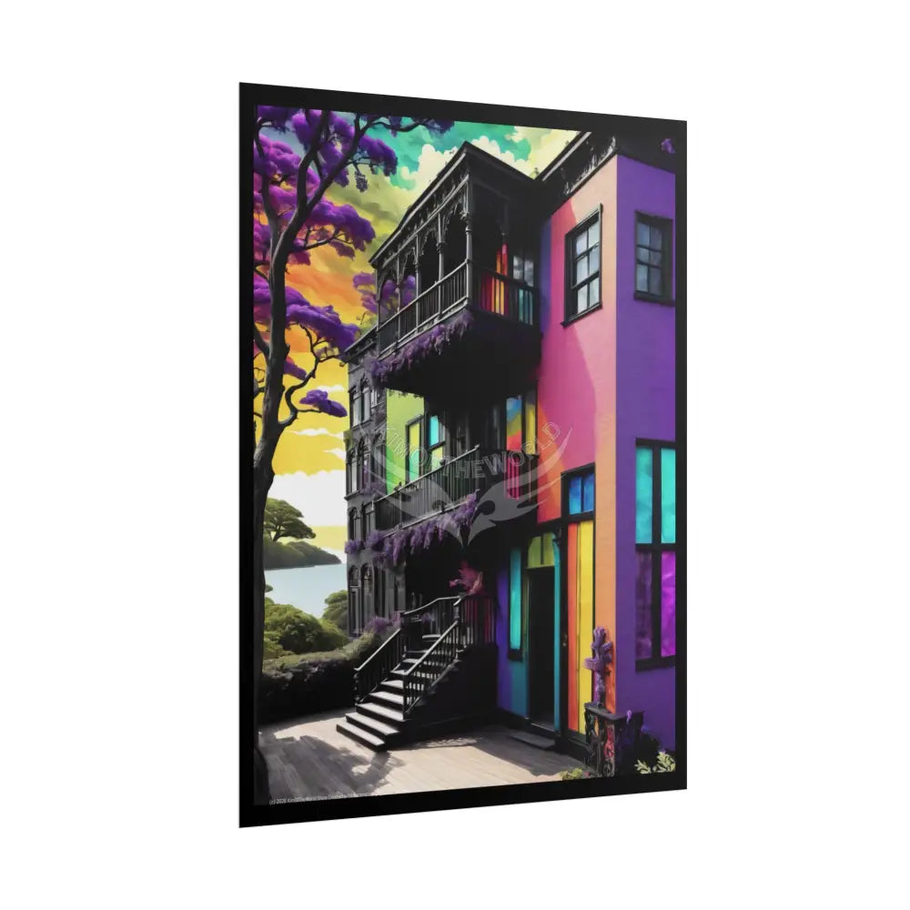 Funky Architecture Building Rainbow Spectrum Painted Rolled Poster Poster