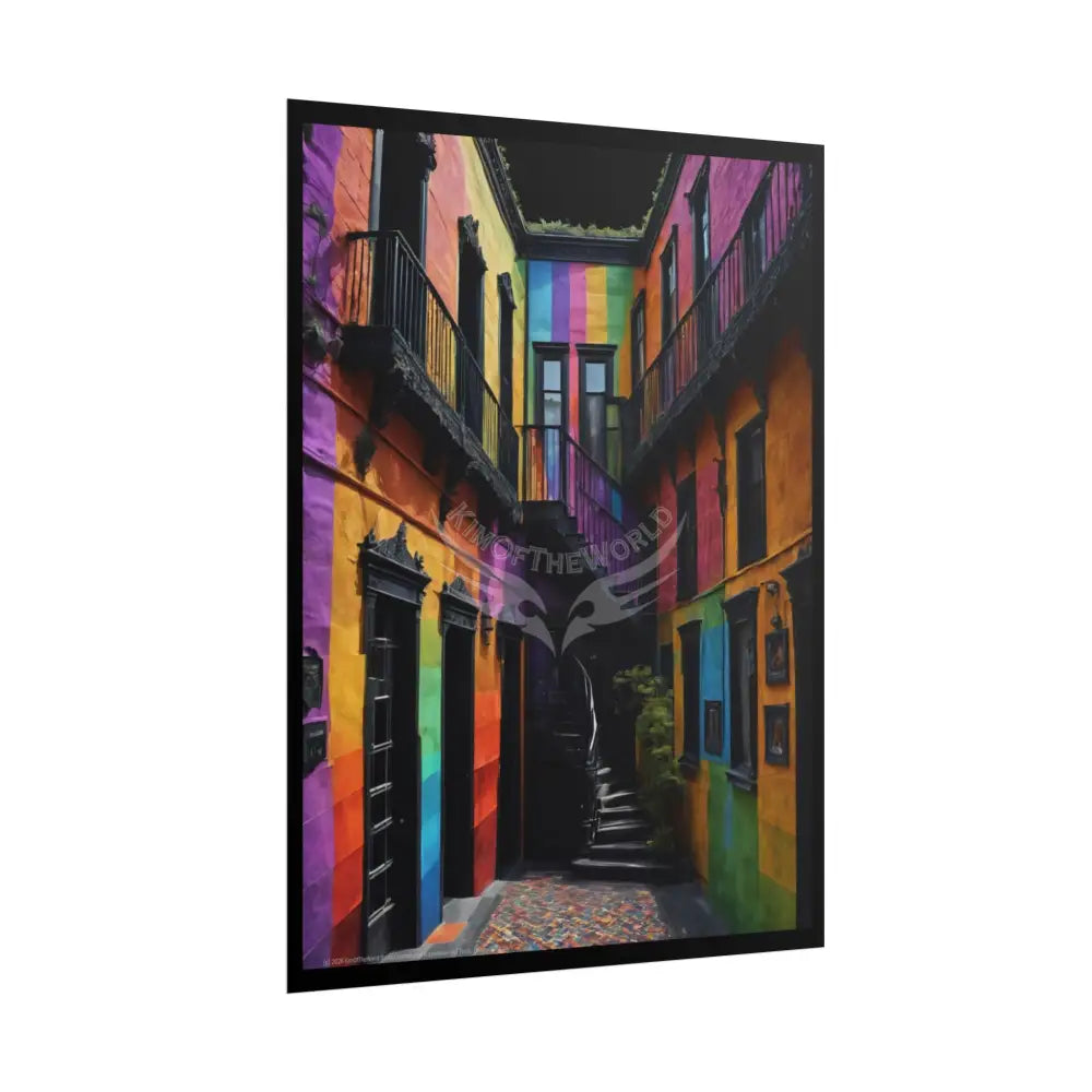 Funky Architecture Building Rainbow Spectrum Painted Rolled Poster Poster
