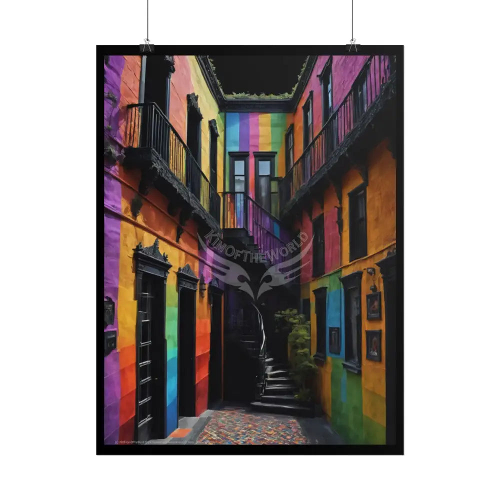 Funky Architecture Building Rainbow Spectrum Painted Rolled Poster Poster