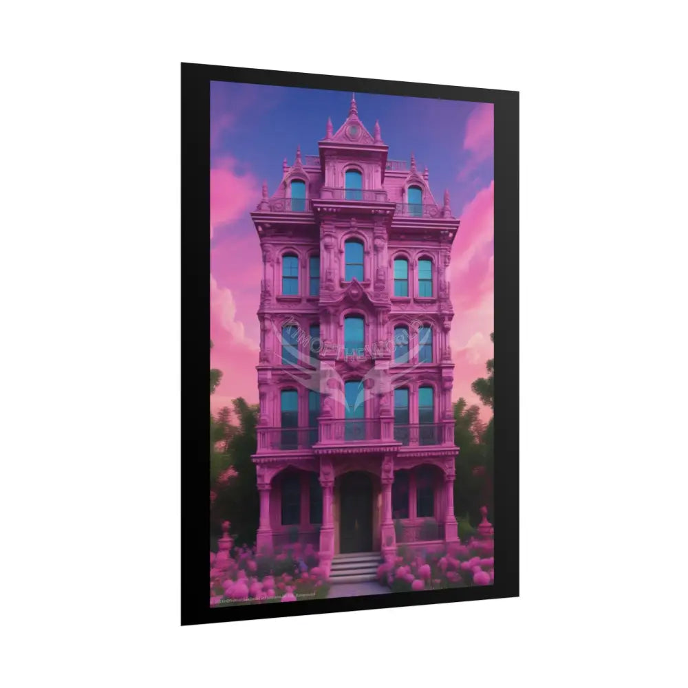 Funky Architecture: Pink Victorian House - Buildings Art Print - Rolled Poster Poster