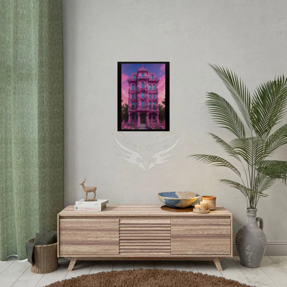 Funky Architecture: Pink Victorian House - Buildings Art Print - Rolled Poster Poster