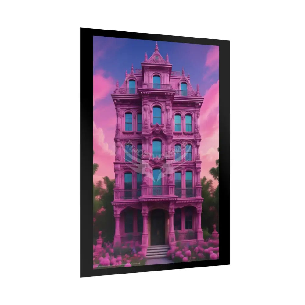 Funky Architecture: Pink Victorian House - Buildings Art Print - Rolled Poster Poster