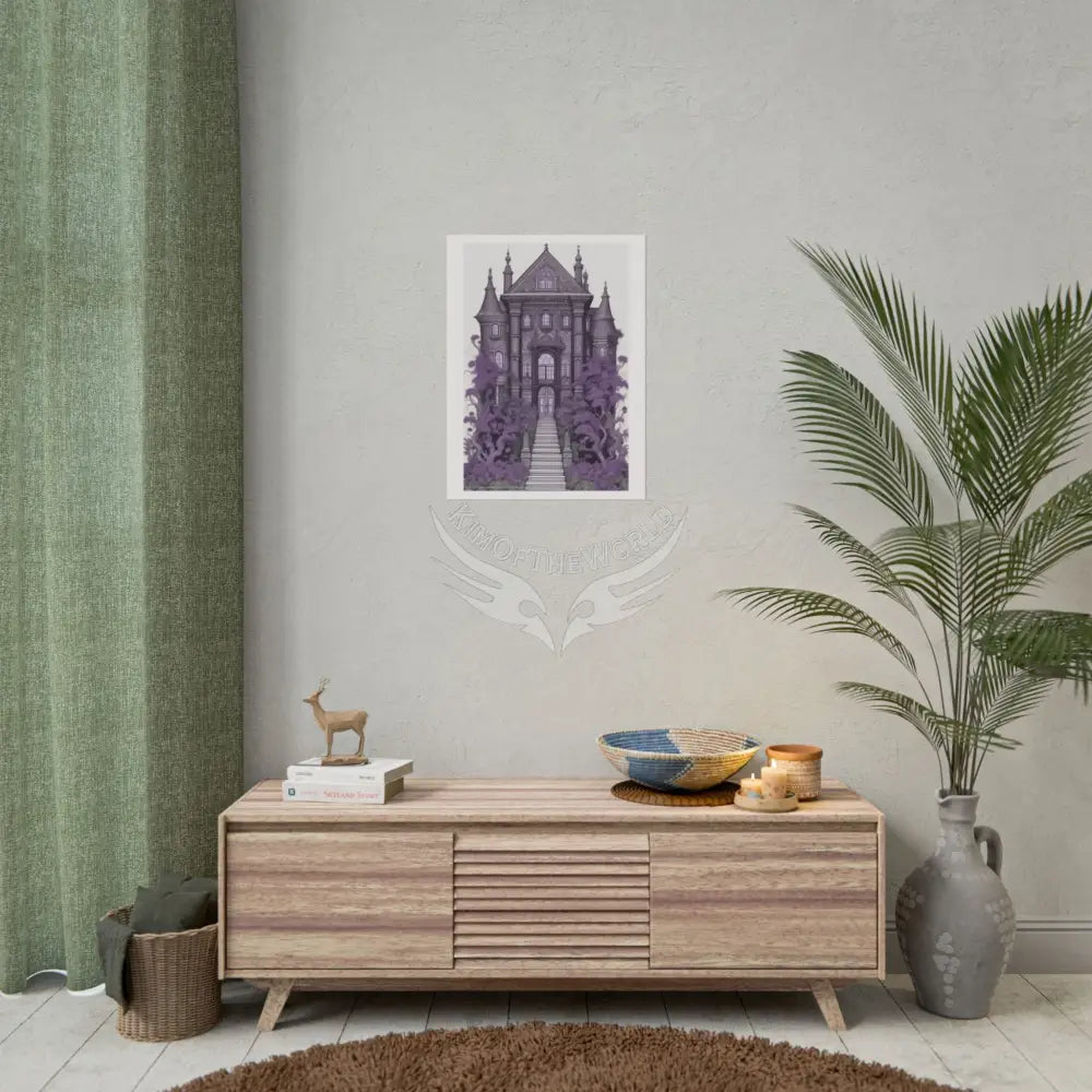Funky Architecture: Purple Gothic Victorian Mansion House - Buildings Art Print - Rolled Poster Poster