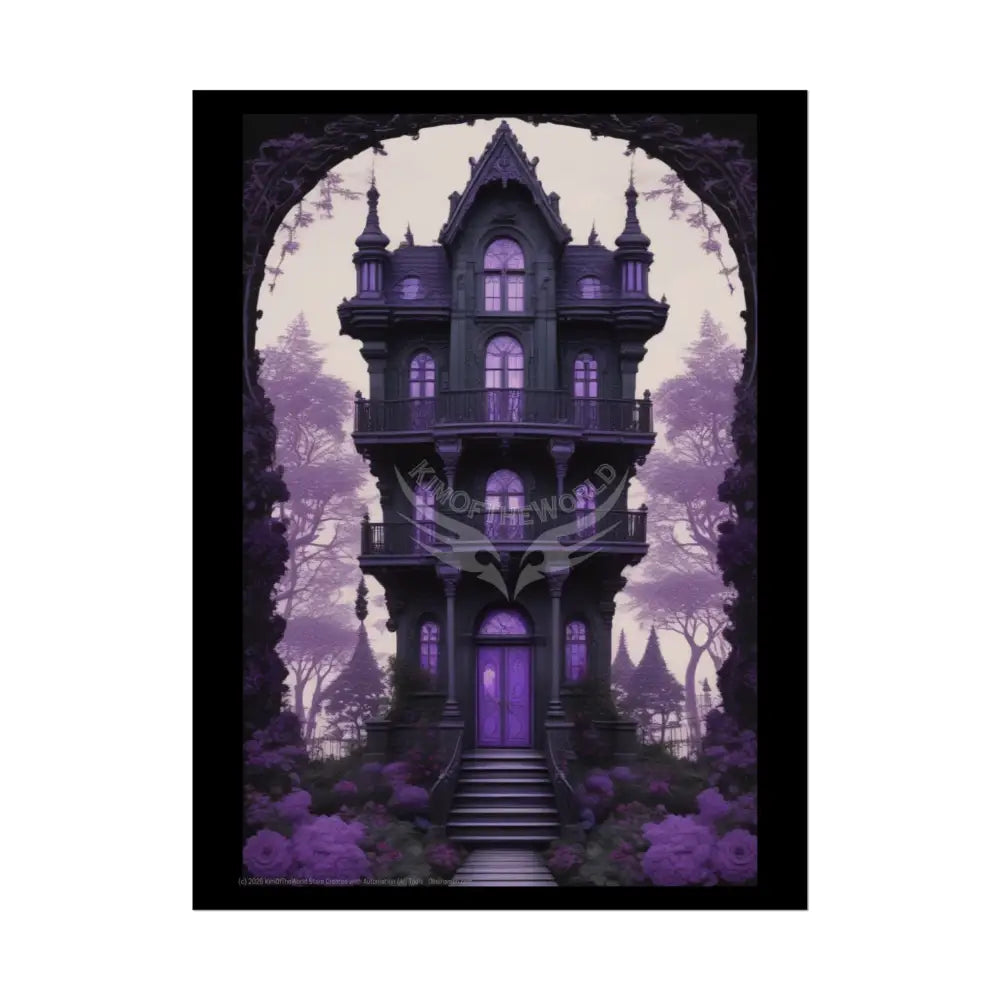 Funky Architecture: Purple Victorian House - Buildings Art Print - Rolled Poster 18″ x 24″ (Vertical) / Semi Glossy