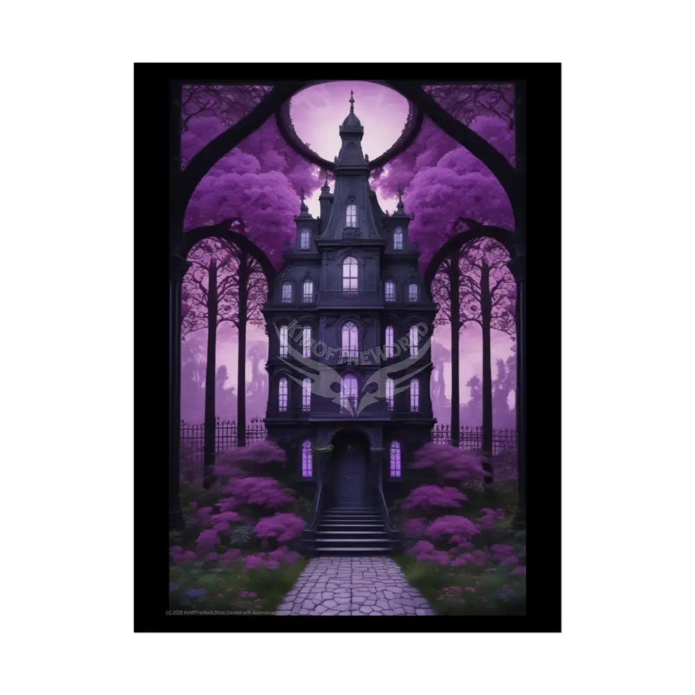 Funky Architecture: Purple Victorian House - Buildings Art Print - Rolled Poster 18″ x 24″ (Vertical) / Semi Glossy