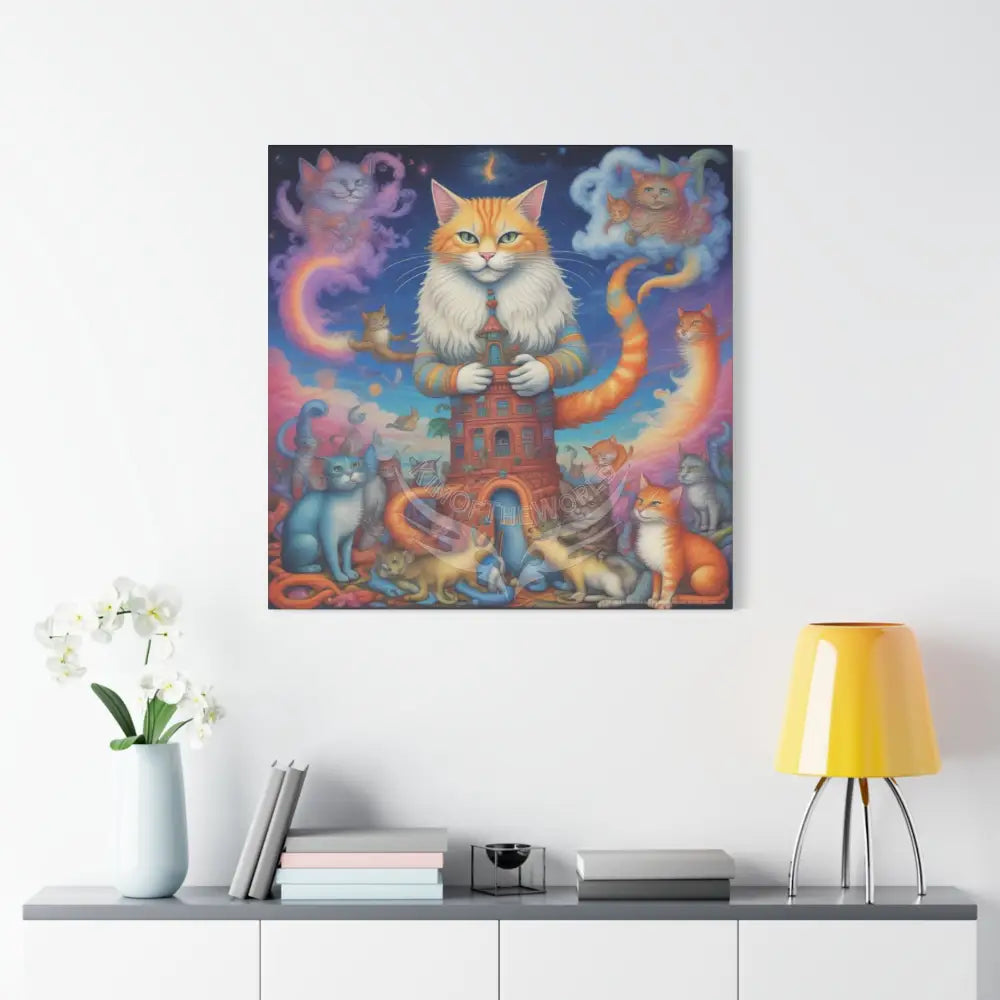 Funky Kitty Cat Canvas Print — ’Artistic Meow’ Stretched Matte Wall Art Canvas