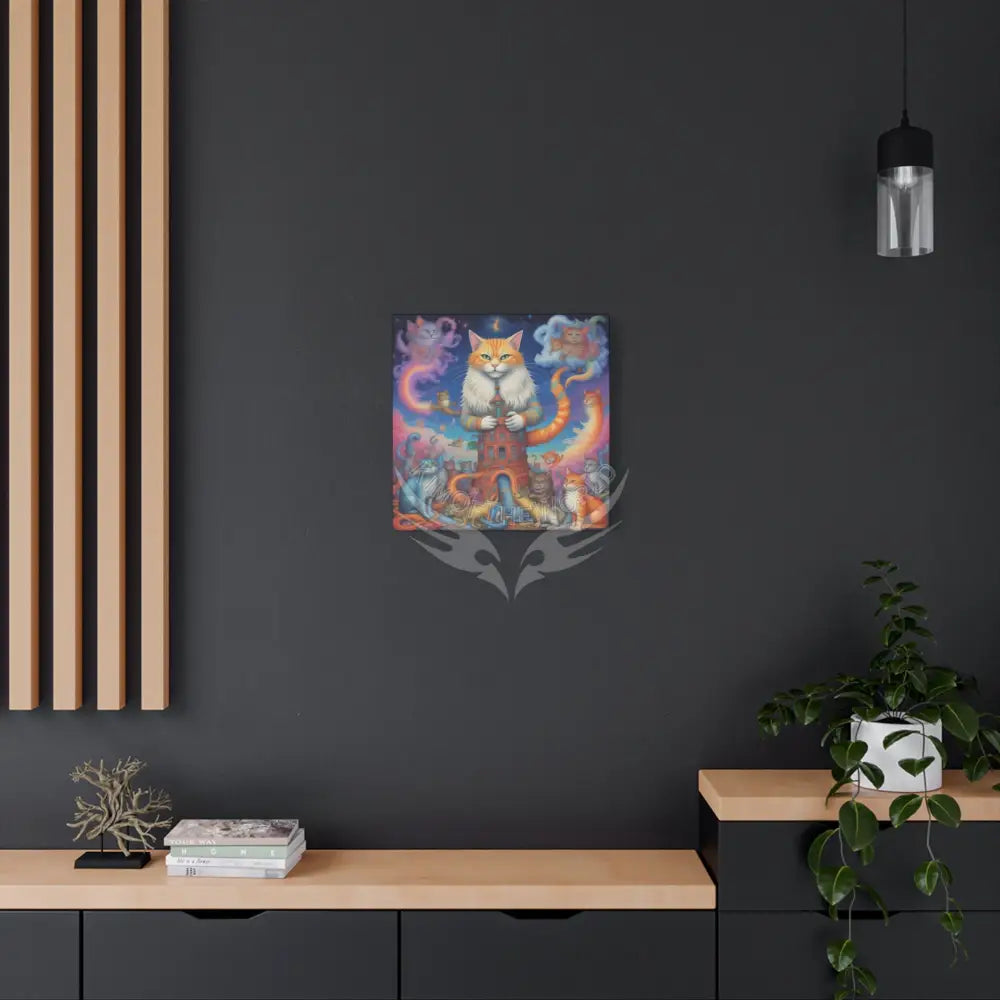 Funky Kitty Cat Canvas Print — ’Artistic Meow’ Stretched Matte Wall Art Canvas