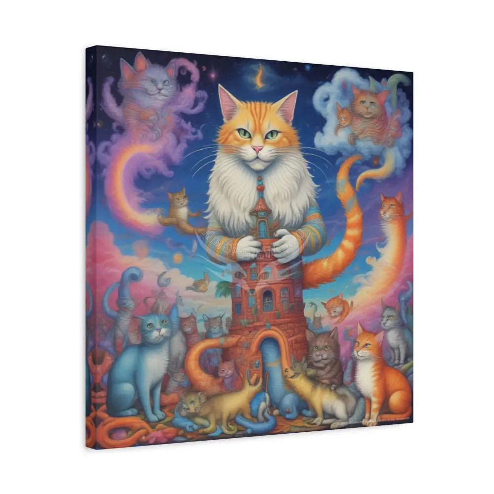Funky Kitty Cat Canvas Print — ’Artistic Meow’ Stretched Matte Wall Art Canvas