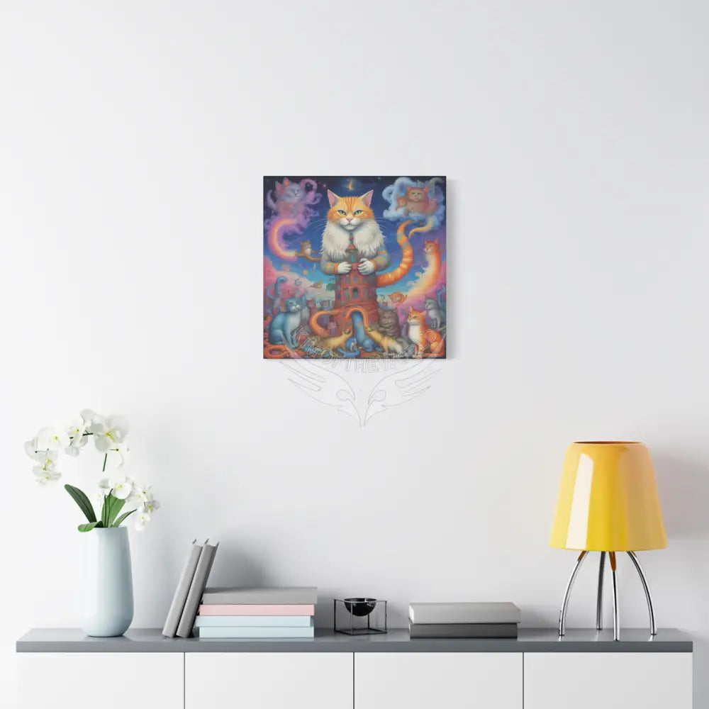 Funky Kitty Cat Canvas Print — ’Artistic Meow’ Stretched Matte Wall Art Canvas