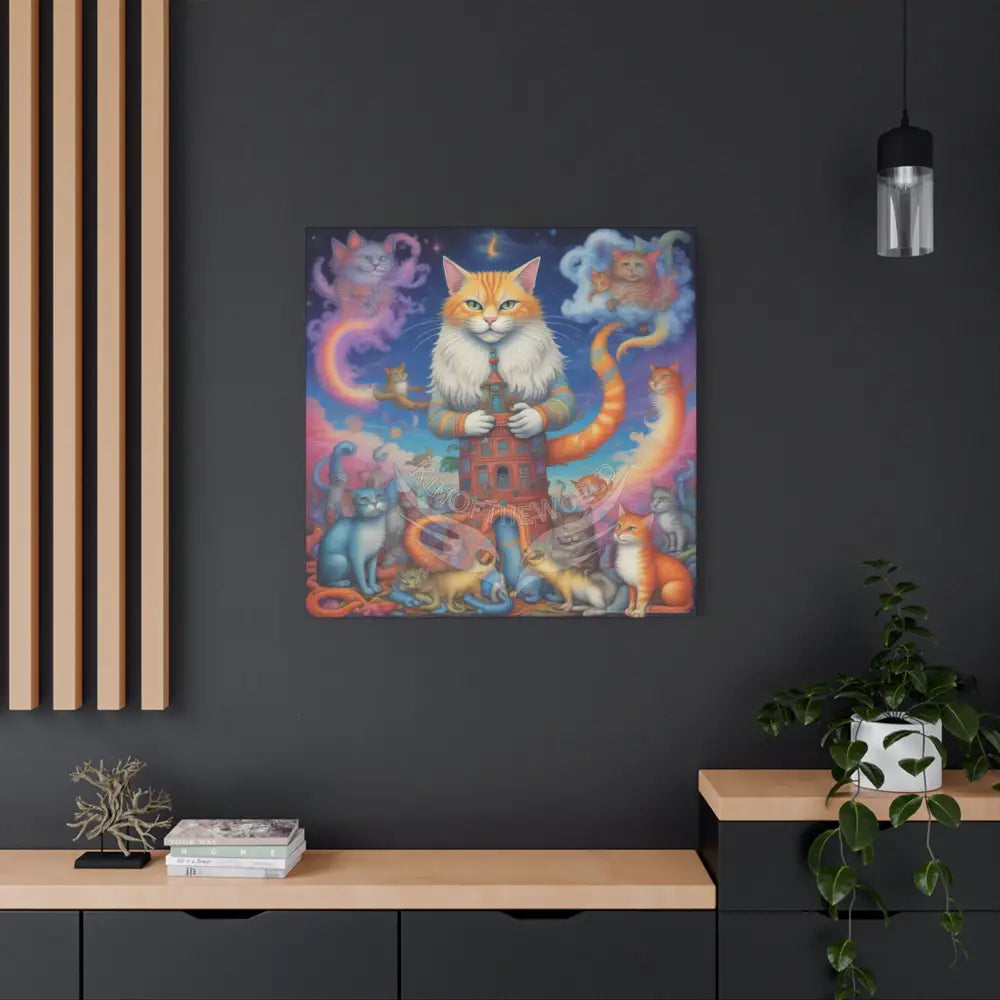 Funky Kitty Cat Canvas Print — ’Artistic Meow’ Stretched Matte Wall Art Canvas