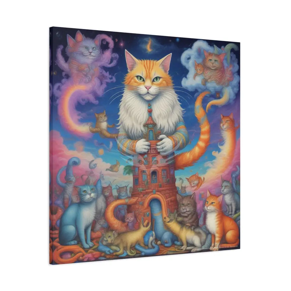 Funky Kitty Cat Canvas Print — ’Artistic Meow’ Stretched Matte Wall Art Canvas