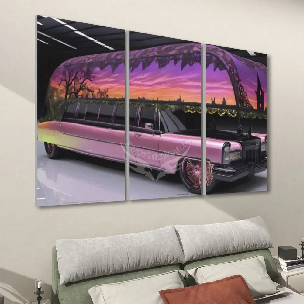 Funky Limo - 3 Panels Sound Absorbing Wall Art 24’’x48’’x3 pcs Acoustic Panels