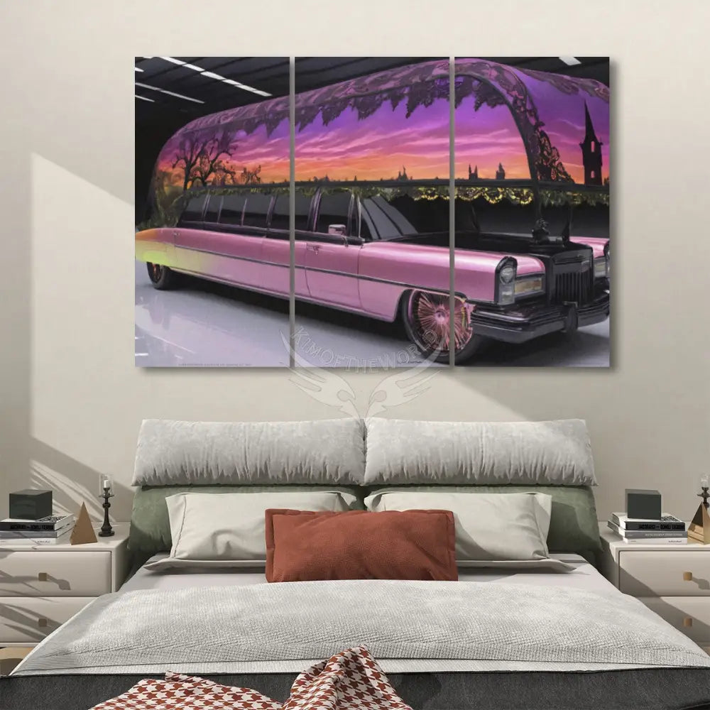 Funky Limo - 3 Panels Sound Absorbing Wall Art 24’’x48’’x3 pcs Acoustic Panels