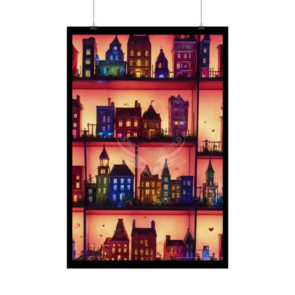 Funky Little Lit Village Shelves Posters — Building Fronts Poster