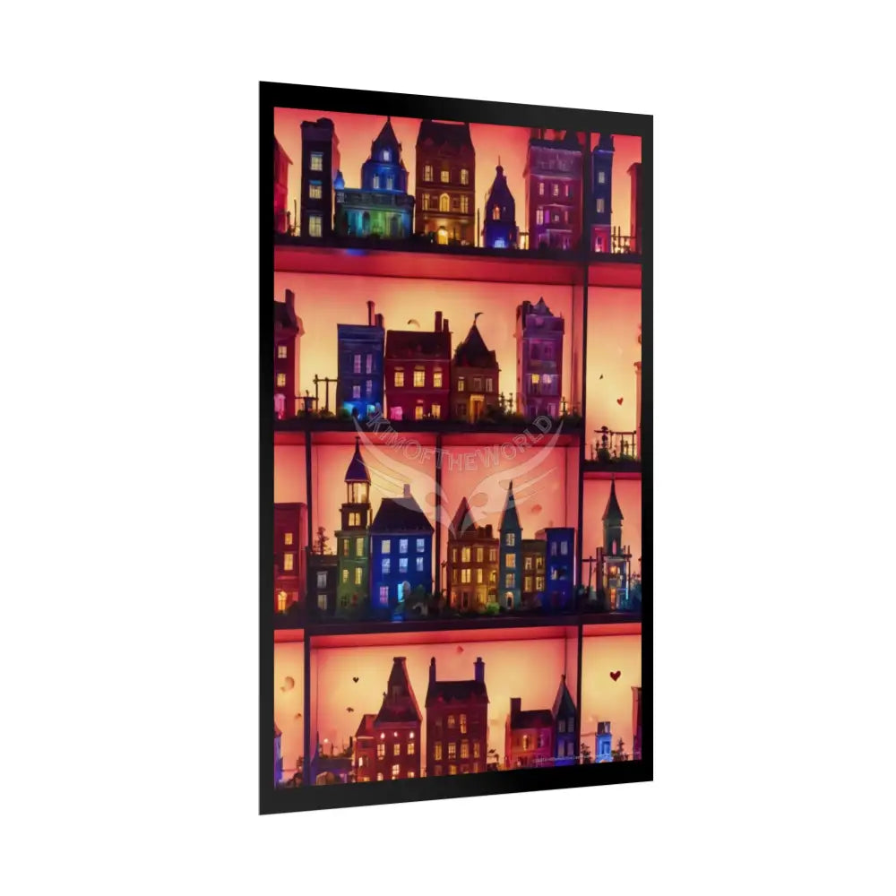 Funky Little Lit Village Shelves Posters — Building Fronts Poster