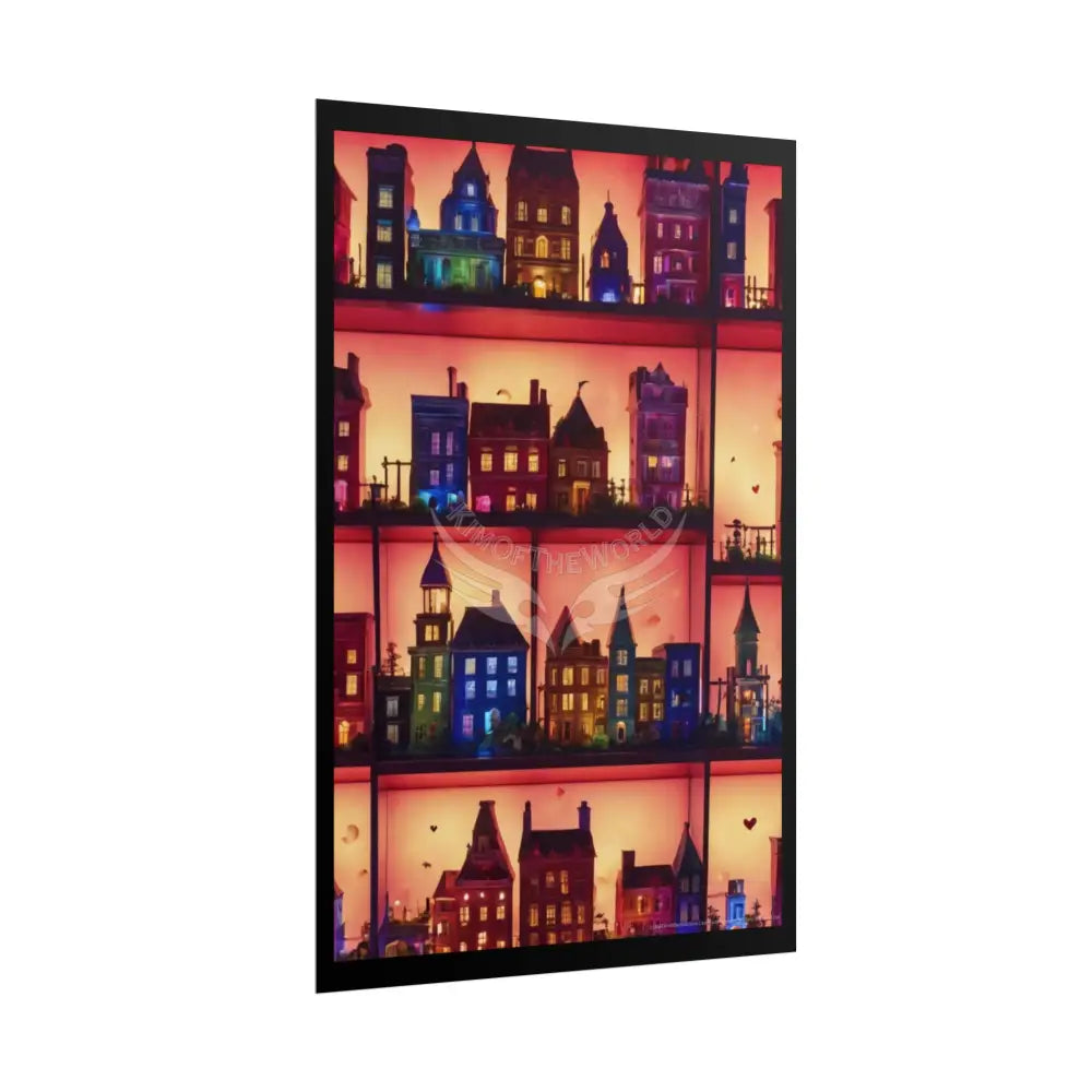 Funky Little Lit Village Shelves Posters — Building Fronts Poster