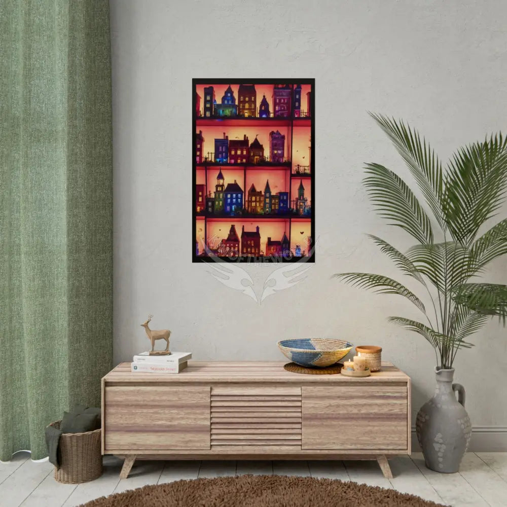 Funky Little Lit Village Shelves Posters — Building Fronts Poster