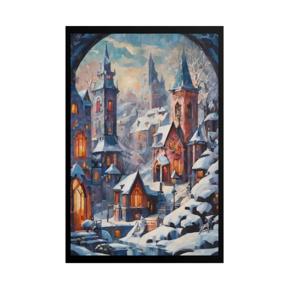 Funky Little Mountain Winter Village Posters — Building Fronts 24’’ x 36’’ (Vertical) / Matte Poster