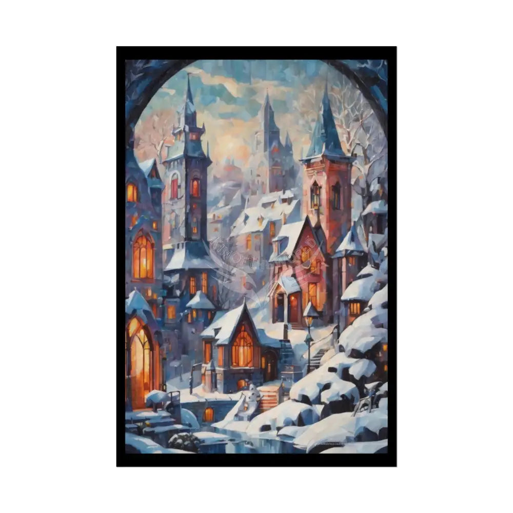 Funky Little Mountain Winter Village Posters — Building Fronts 24’’ x 36’’ (Vertical) / Semi Glossy Poster
