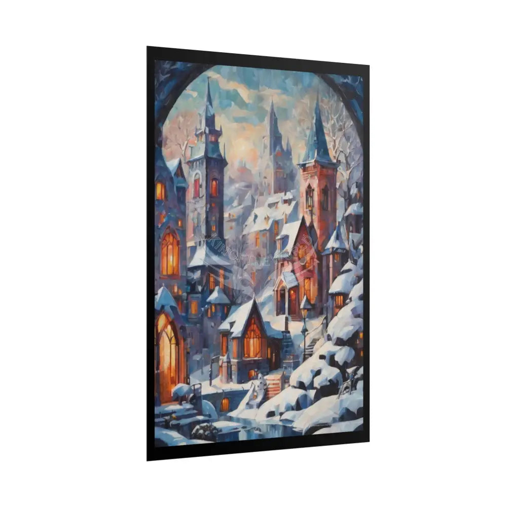 Funky Little Mountain Winter Village Posters — Building Fronts Poster