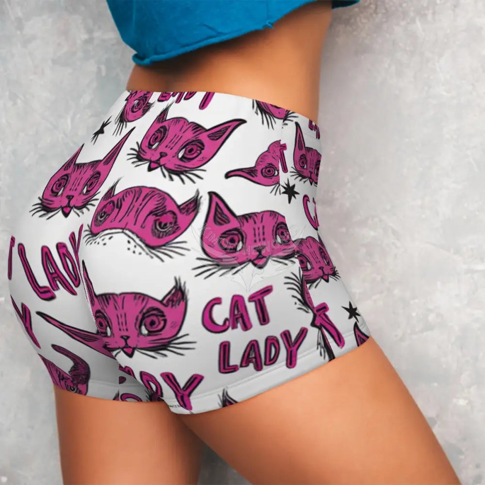 Funky Pink Cat Lady Athletic Shorts for Women Women’s Sportswear