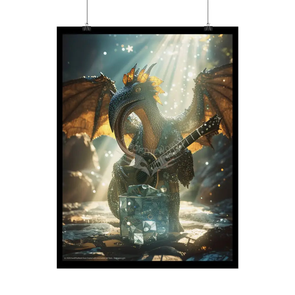 Funky Pteredactyl Guitar Music Unusual Weird Poster — Music Art (Rolled Poster) Poster